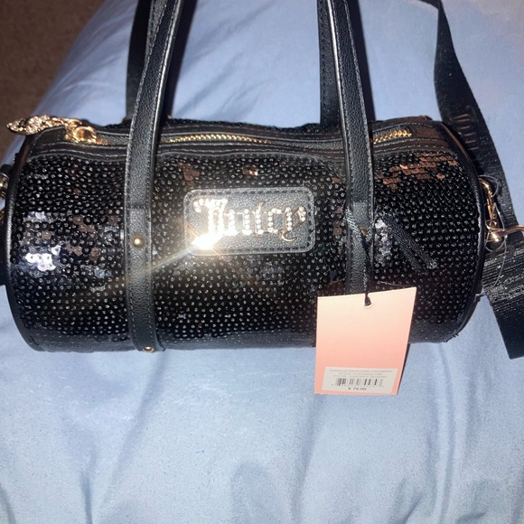Juicy Couture Black Sequin Barrel Bag with Gold Accents - Picture 3 of 8